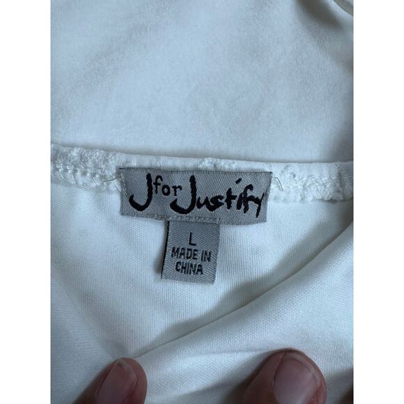 J for Justify White Deep Plunge Romper Sleeveless Eyelet Sun Skort Dress Size L - Picture 5 of 7